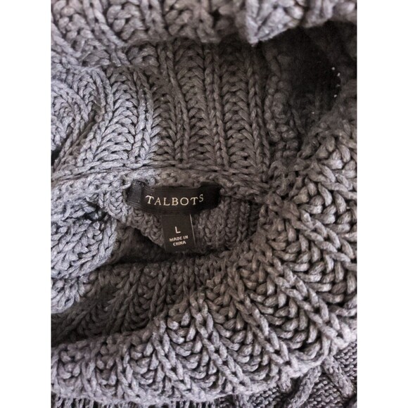 Talbots Women's Sz L Cotton Cashmere Blend Cableknit Front Fisherman Sweater - Picture 10 of 12